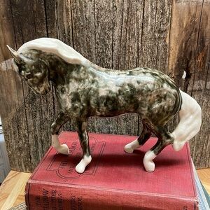 DOROTHY KINDELL | Vintage | Rare | Trotting | Horse | Figurine | Green/Brown